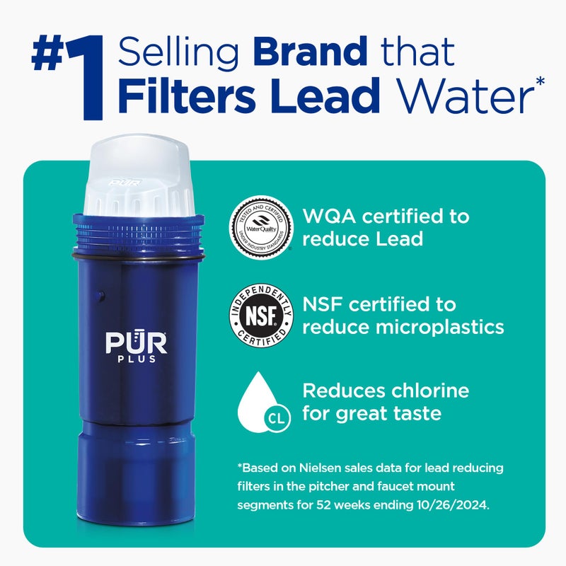PUR Plus Lead Reducing Water Pitcher and Dispenser Replacement Filter, 1-Pack, NSF & WQA Certified - Compatible with All PUR Pitchers and Dispensers, Blue, PPF951K1 - Image 2